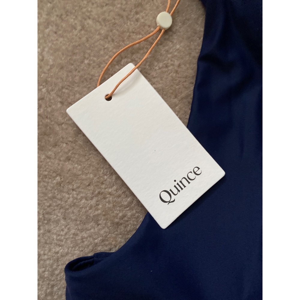 Quince Italian One Shoulder One-Piece Swimsuit Womens S Deep Navy Asymmetrical - Picture 4 of 7